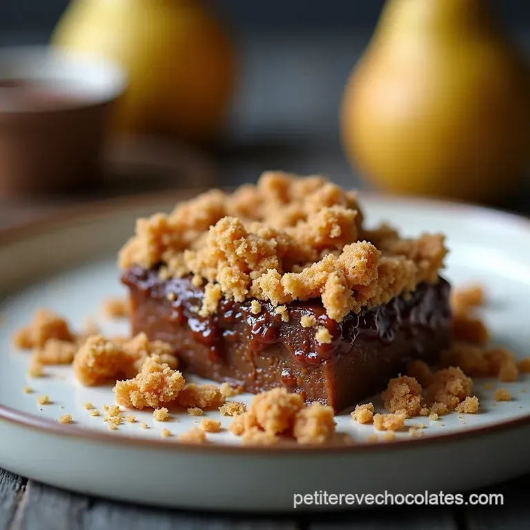 Le Crumble Bourgeois Poires Fondantes au Chocolat Noir et Crumble Amandine