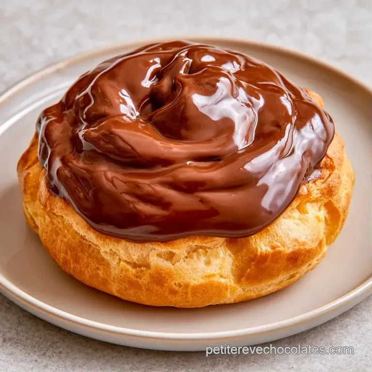 P&acirc;tisseries au nappage chocolat&eacute; sombre dispos&eacute;es avec &eacute;l&eacute;gance sur une assiette blanche, fond &eacute;pur&eacute; et lumineux.