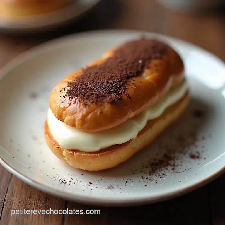 LÉclair Classique Pâte à Choux Dorée Crème Pâtissière Intense au Cacao