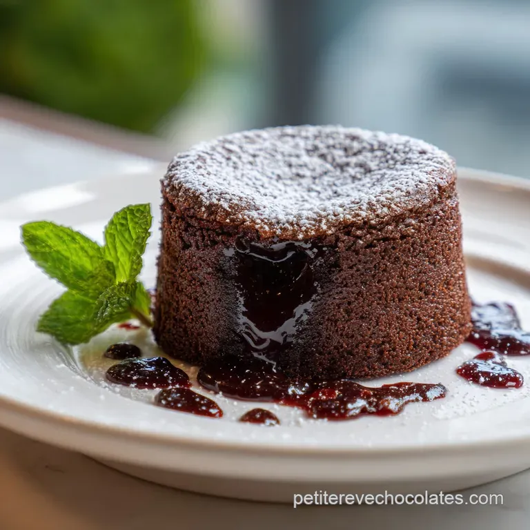 Slice of dark, moist chocolate cake on a white plate, dusted with cocoa, hinting at a rich and fudgy texture, ready to enjoy.