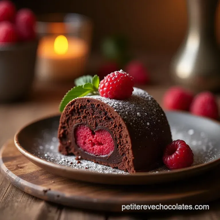 Le Cœur Passionné Moelleux Chocolat Noir Intense Cœur Coulant Framboise presentation