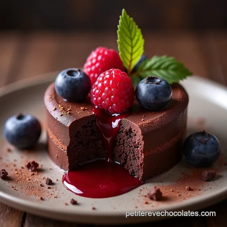 Le Cœur Passionné Moelleux Chocolat Noir Intense Cœur Coulant Framboise