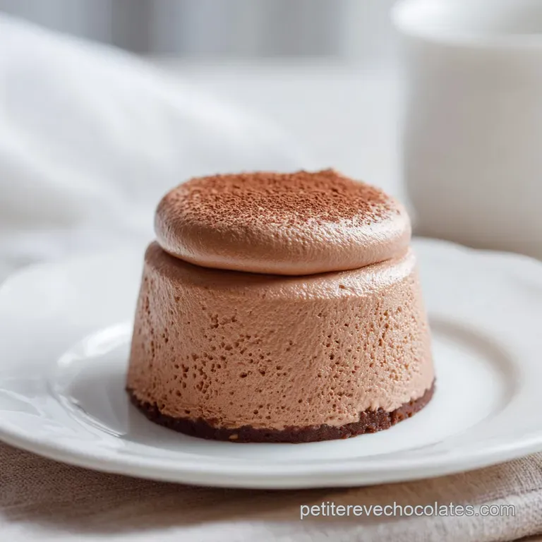 Elegant chocolate mousse in a stemmed glass, topped with fresh raspberries and a mint sprig. A light and airy dessert.