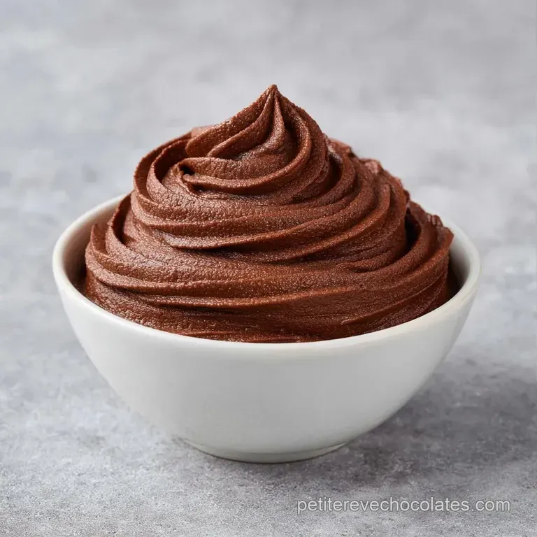 Verrine en verre r&eacute;v&eacute;lant une cr&egrave;me cacao onctueuse, pos&eacute;e sur un linge blanc avec une petite cuill&egrave;re argent&eacute;e.