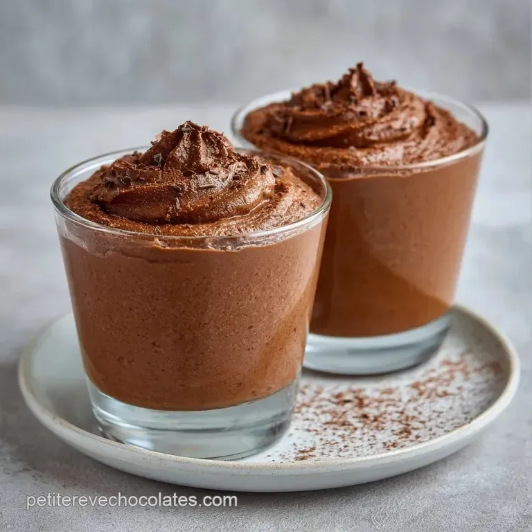 D&ocirc;me chocolat&eacute; sombre dans un verre fin, couronn&eacute; d'un nuage de cr&egrave;me blanche et d'une baie rouge brillante.