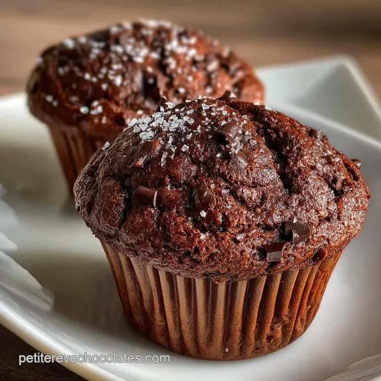 Glistening chocolate muffin halves with visible cream filling. Crumbs suggest moistness. Elegant against a neutral backdro...