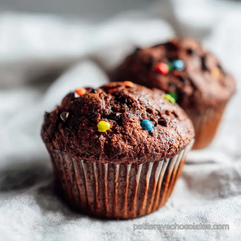 A warm chocolate muffin split open, steam rising, with melting chocolate chunks, presented on a linen napkin.