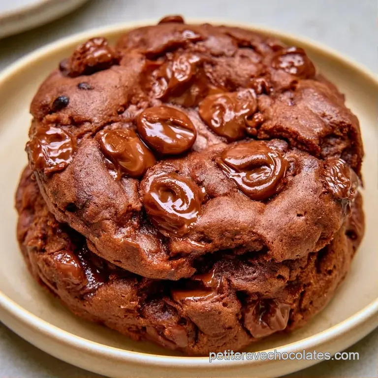 Moelleux au chocolat sombre pos&eacute; sur une assiette blanche, saupoudr&eacute; de sucre glace fin avec une petite cuill&egrave;re dor&eacute;e.