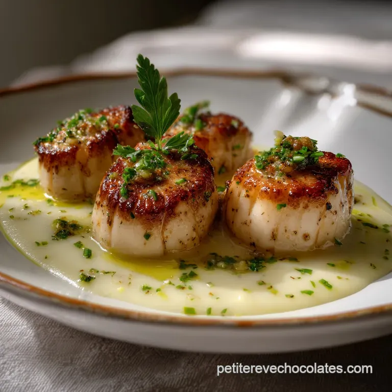 Noix de Saint Jacques Po&ecirc;l&eacute;es sur Fondue de Poireaux