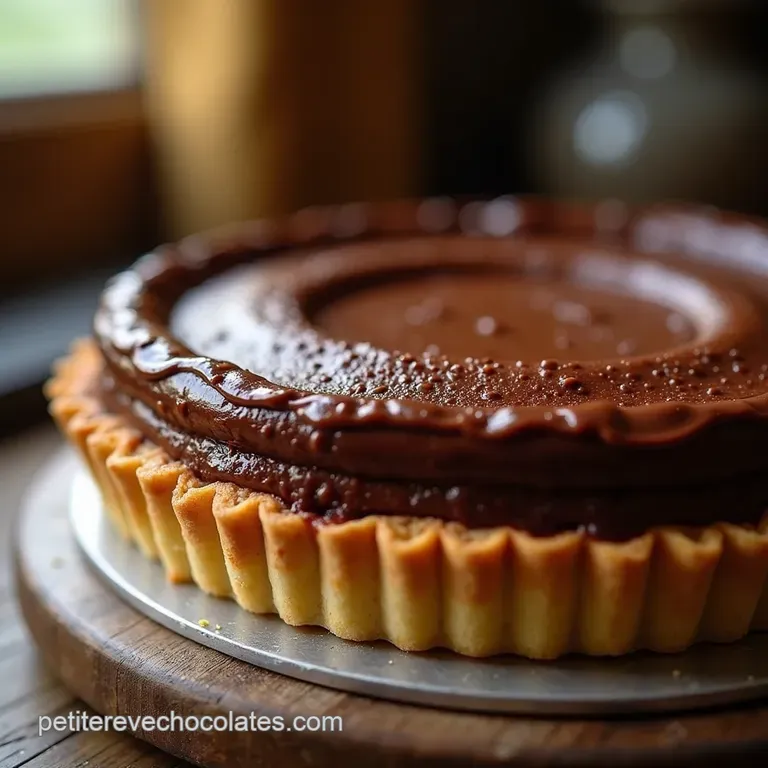 Tarte au Chocolat Noir Intense et Sa Pâte Sablée Croustillante Le Fondant Parisien presentation