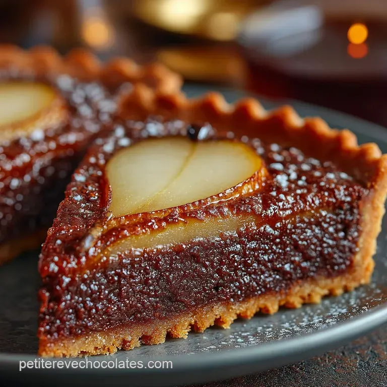 Tarte Poire Chocolat Frangipane L&eacute;l&eacute;gance Du Go&ucirc;ter Fran&ccedil;ais presentation